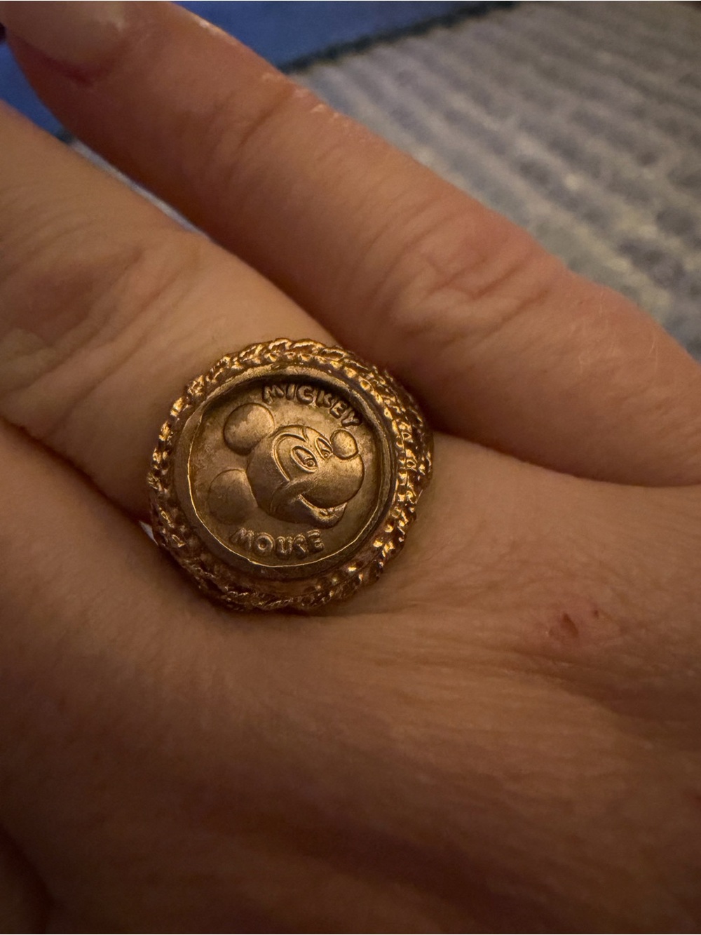 Gold-Tone Mickey Mouse Medallion Ring - Women's Jewelry